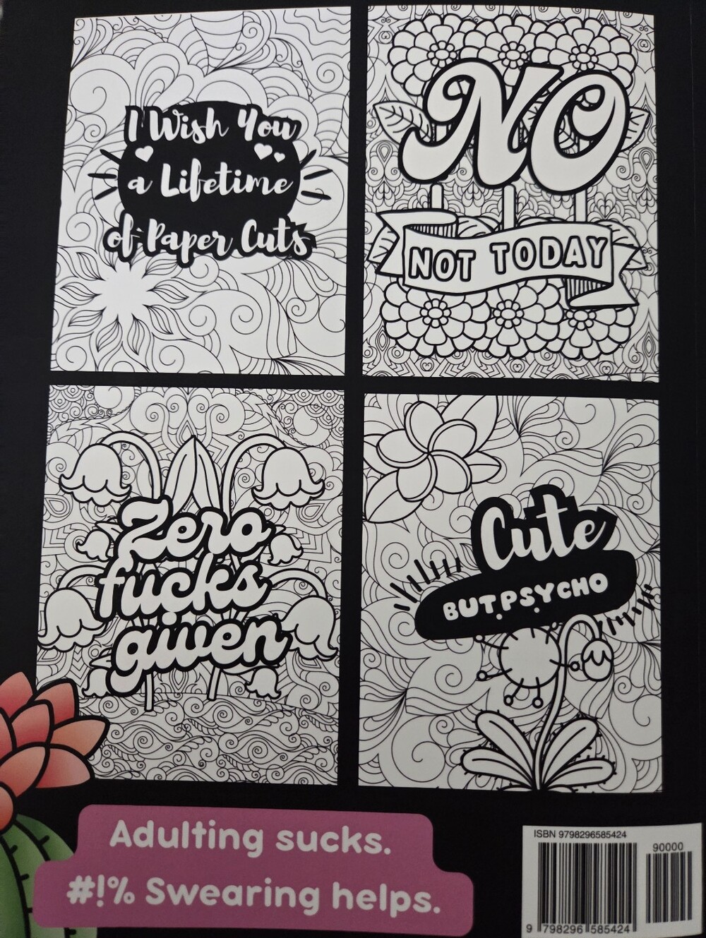 Go Lick a Cactus Adult Swear Words Coloring Book - Pink Green Black Design - Picture 8 of 8